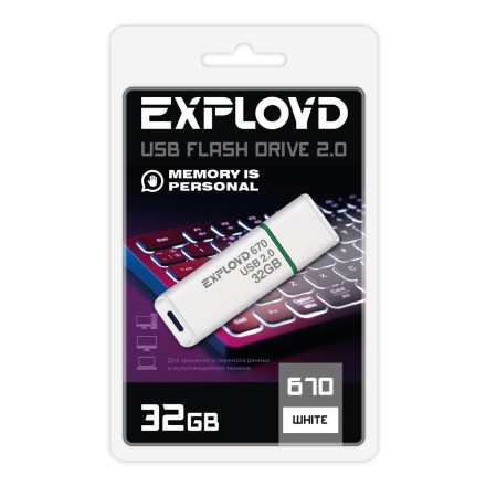 

Флешка 32Gb USB 2.0 EXPLOYD 670, белый (EX-32GB-670-White)