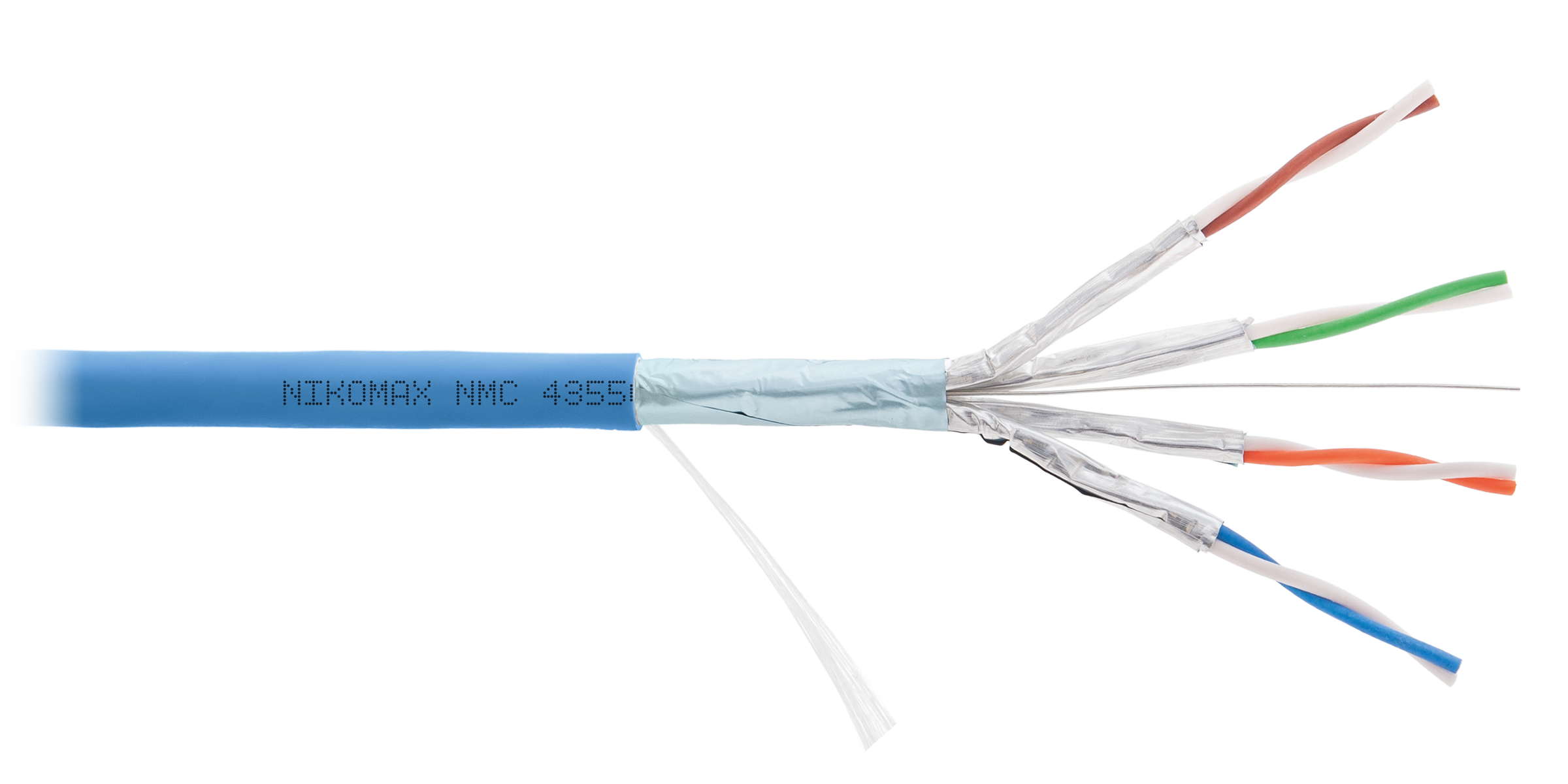 Витая пара FFTP кат.6a, 4 пары, CU, 0.56 мм, 500м., внутренний, одножильный, LSZH, голубой, NIKOMAX (NMC 4355C-IB) - фото 1