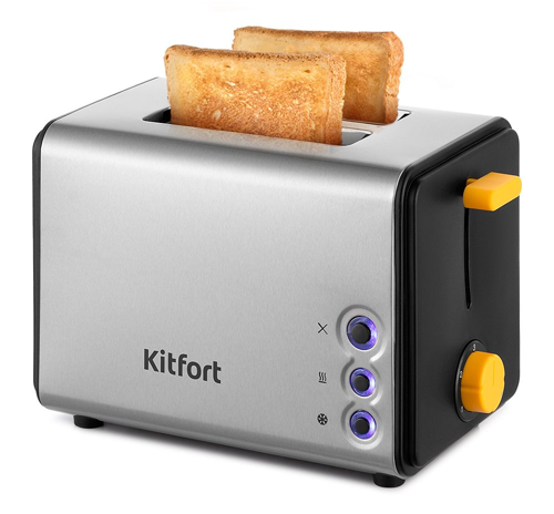

Тостер Kitfort КТ-6203 850 Вт, подогрев, размораживание, черный/серебристый, КТ-6203