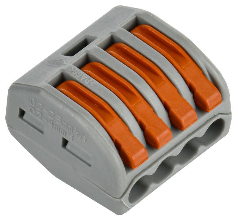 

Клемма монтажная IEK СМК 222-414 4x0,08-4 мм², 4 шт., с рычагами, серый (UKZ20-414-004), СМК 222-414