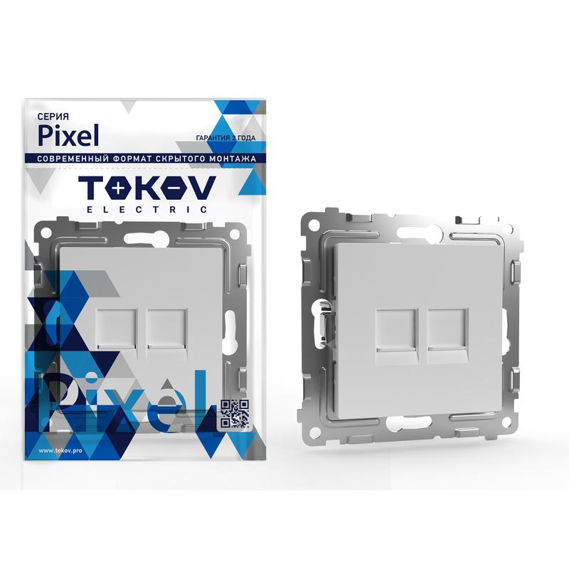 

Розетка RJ-45 скрытый монтаж категория 5e, экранированная, белый, TOKOV ELECTRIC Pixel (TKE-PX-RC2-C01)