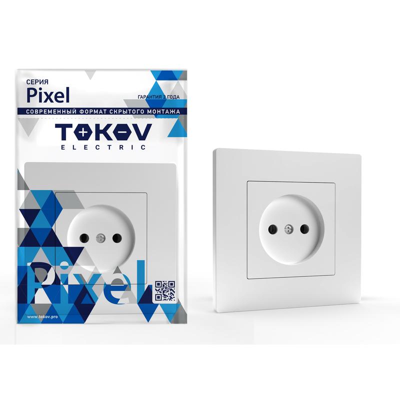 Розетка TOKOV ELECTRIC Pixel, скрытый монтаж, однопостовая, 16А, в сборе, IP20, белый, 1 шт. (TKE-PX-R1F-C01) - фото 1