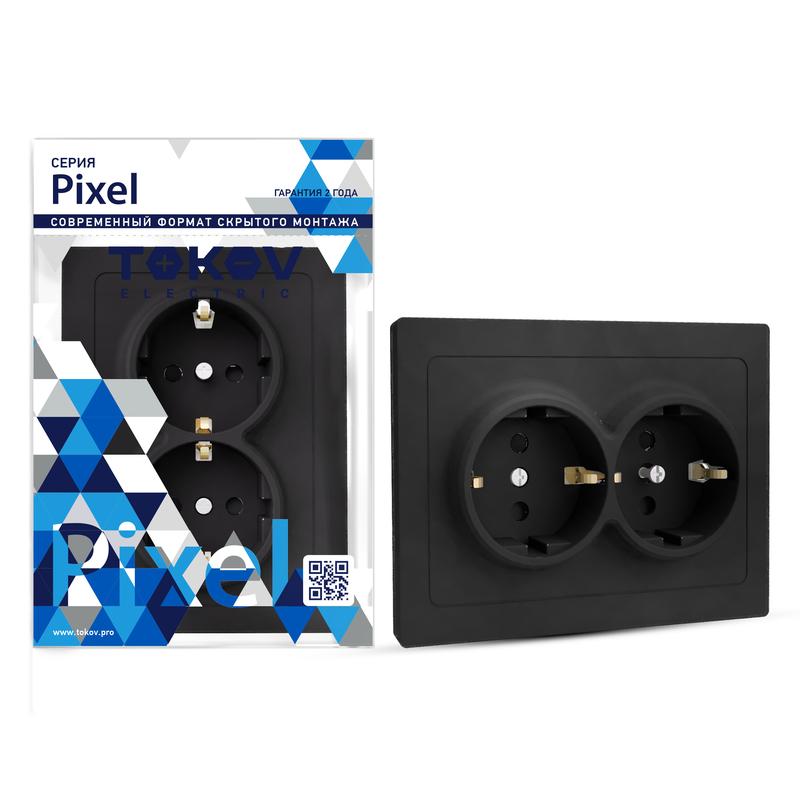 

Розетка TOKOV ELECTRIC Pixel, скрытый монтаж, 2-х постовая, с з/к, со шторками, 16А, в сборе, IP20, карбон, 1 шт. (TKE-PX-R2FZSF-C14)