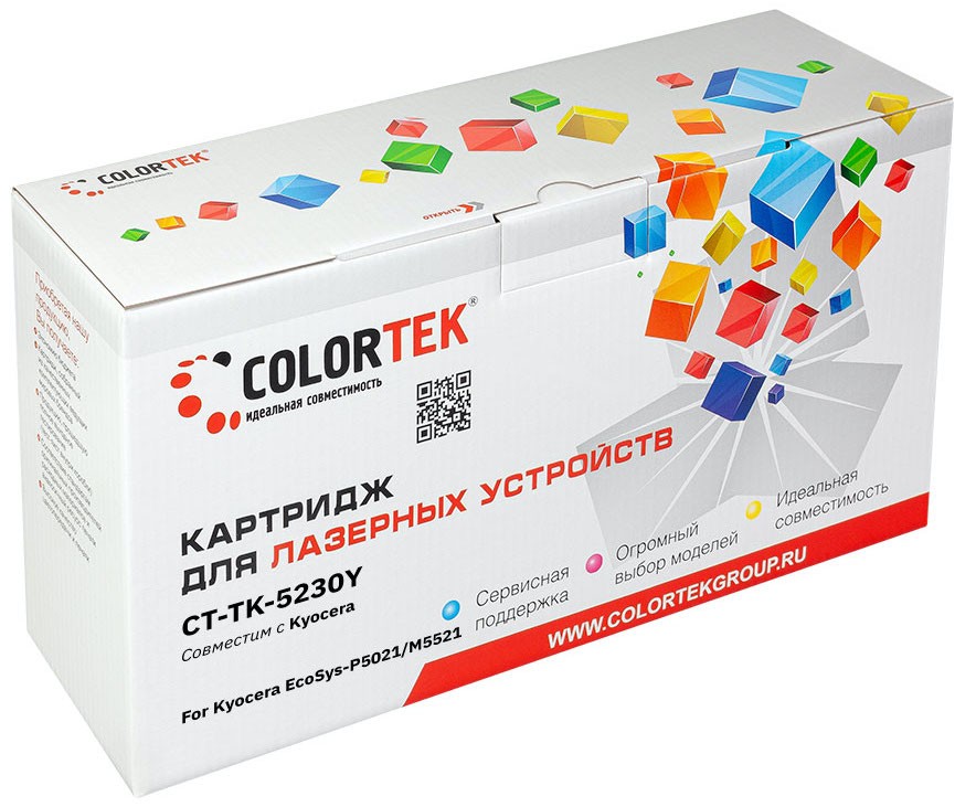 

Картридж лазерный Colortek CT-TK-5230Y (TK-5230Y/1T02R9ANL0), желтый, 2200 страниц, совместимый для Kyocera ECOSYS M5521cdn/M5521cdw/P5021cdn/P5021cdw