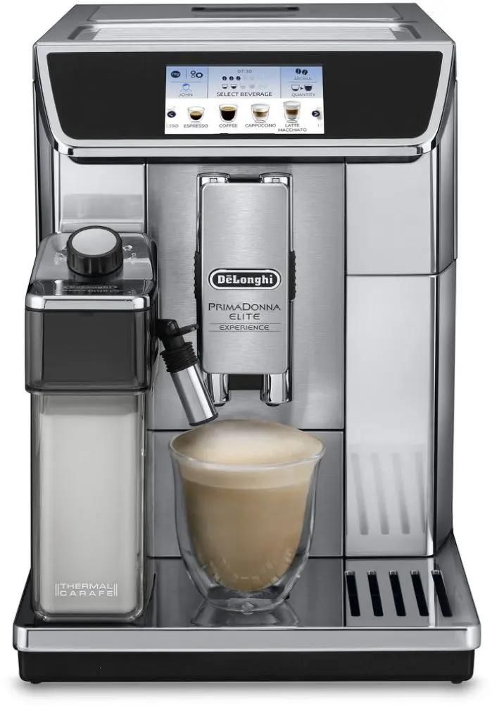 Кофемашина автоматическая DELONGHI PrimaDonna Elite Experience ECAM650.85.MS, зерновой / молотый, 2 л, автоматический капучинатор, дисплей, серебристый/черный, 1.45 кВт (ECAM650.85.MS), цвет серебристый/черный