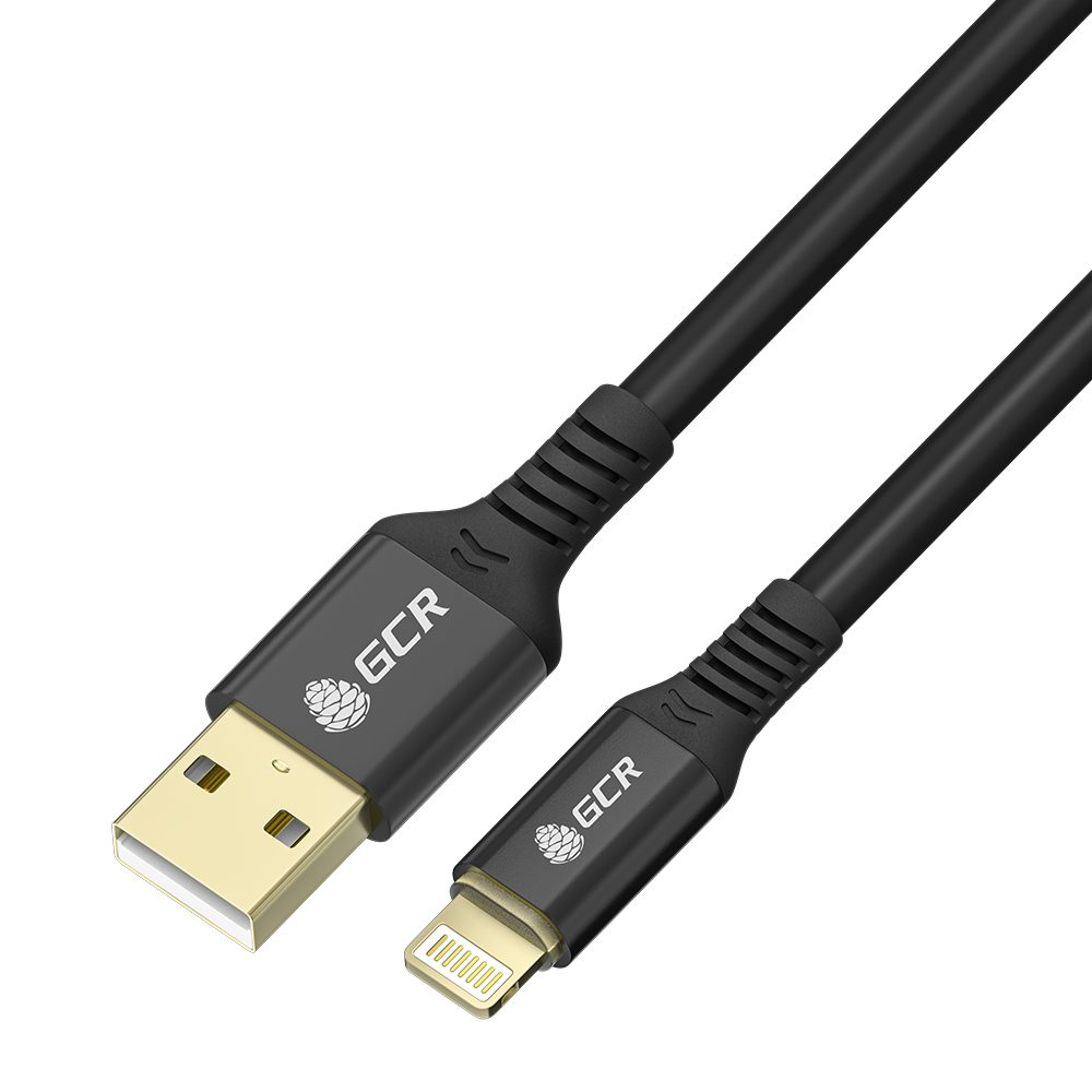 Кабель USB-Lightning 8-pin, MFi, быстрая зарядка, 2.4А, 1.2 м, черный, Greenconnect GCR-IP19S (GCR-53699)