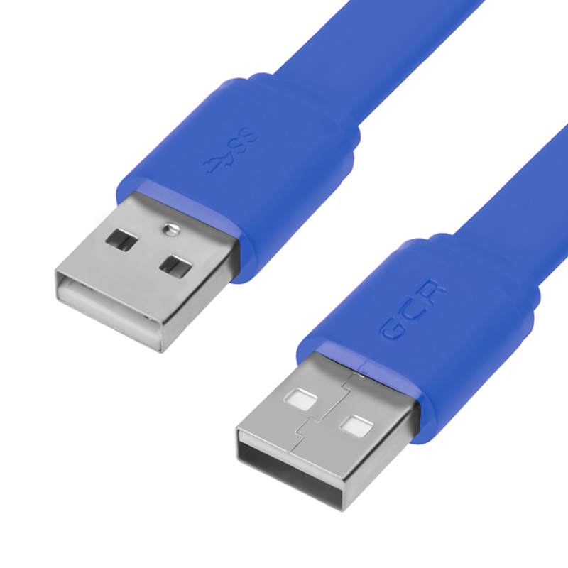 

Кабель USB(Am)-USB(Am), плоский, экранированный, 3 м, синий, Greenconnect GCR-AM7 (GCR-55572), GCR-AM7