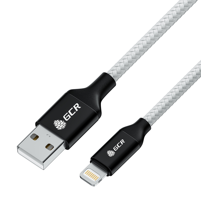 

Кабель USB-Lightning 8-pin, MFi, быстрая зарядка, 2.4А, 1 м, белый/черный, Greenconnect GCR-IP7N (GCR-53332), GCR-IP7N