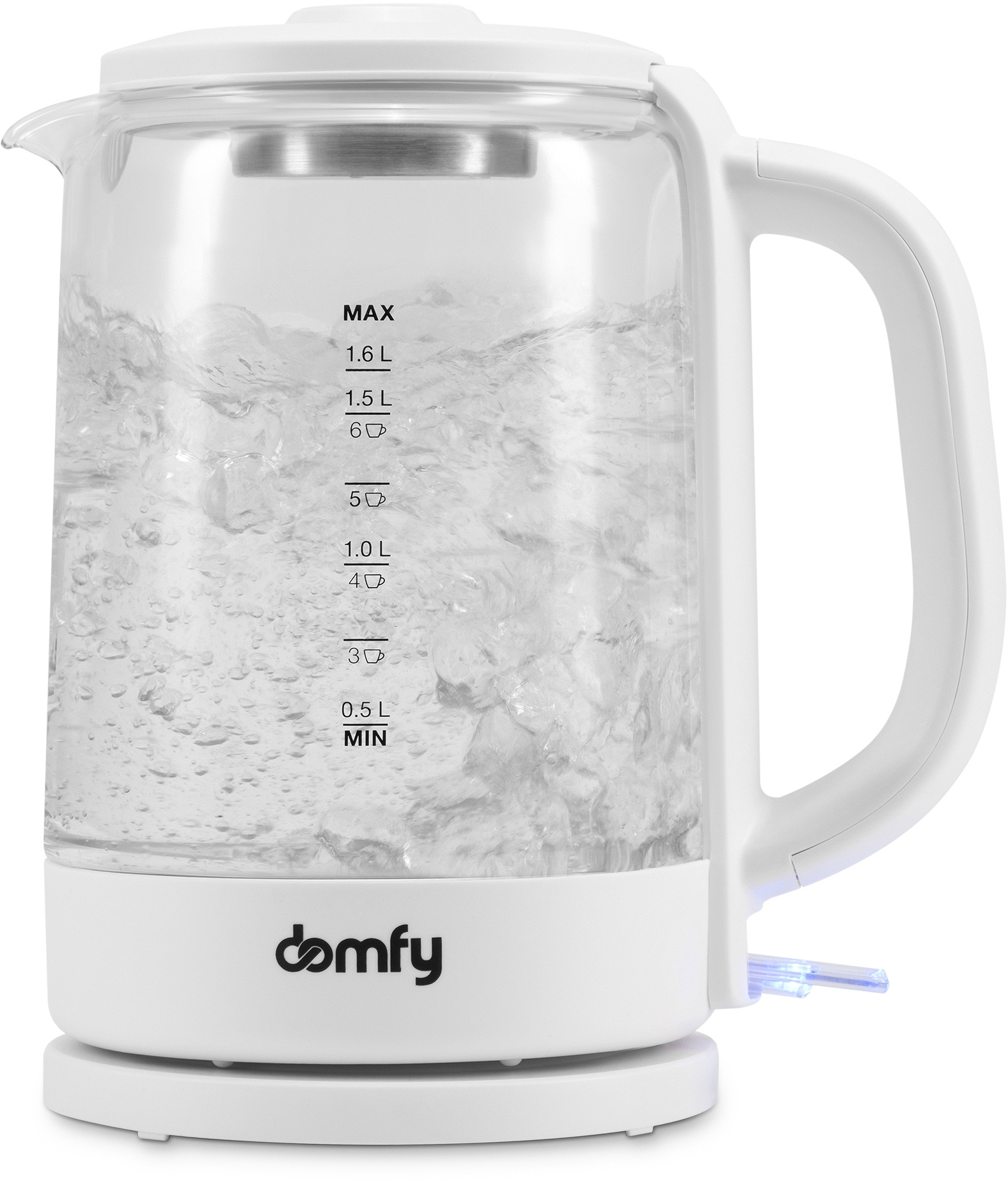 Чайник DOMFY DSW-EK304 1.7л. 2.2 кВт, стекло/пластик, белый (DSW-EK304)