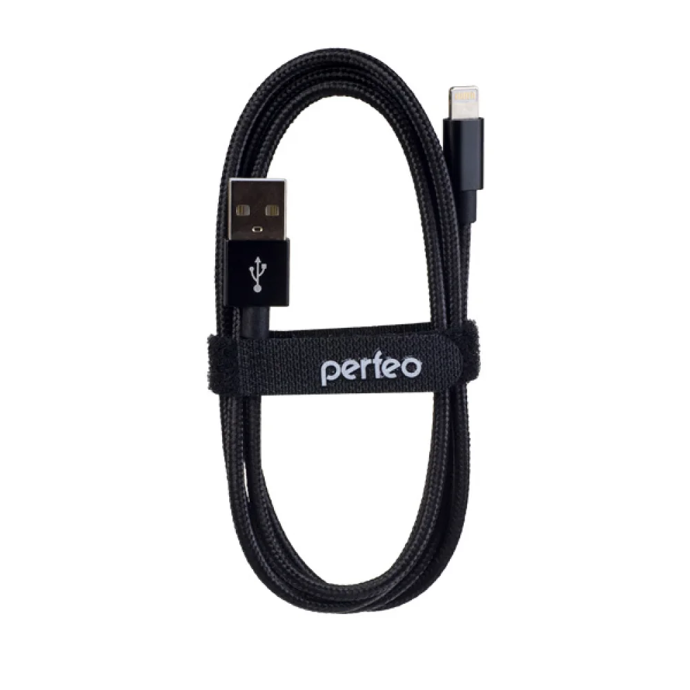 

Кабель Lightning 8-pin-USB, 1 м, черный, PERFEO (I4303)