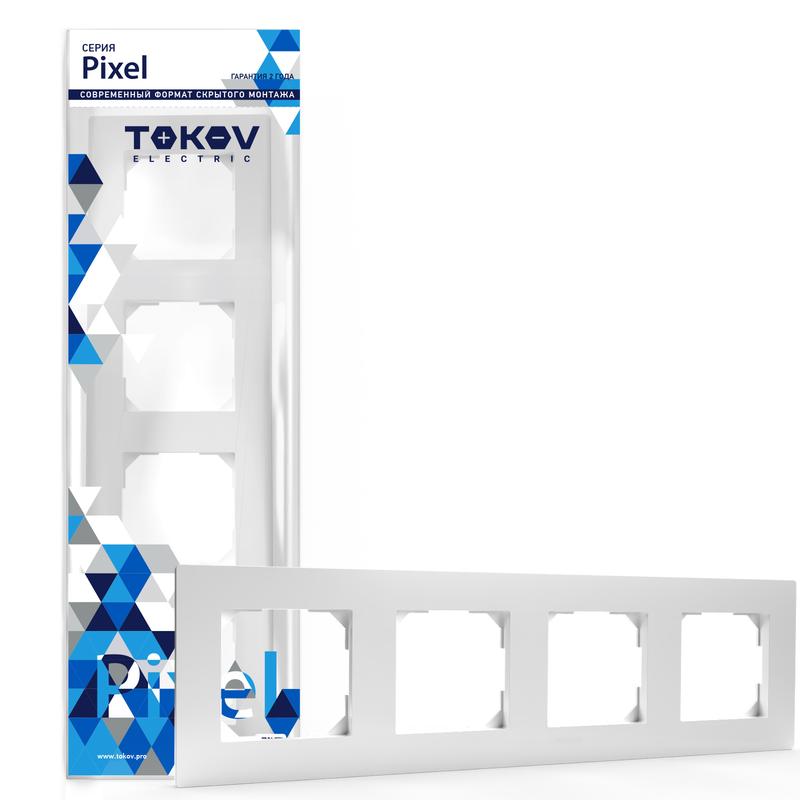 Рамка TOKOV ELECTRIC Pixel, 4-поста, белая (TKE-PX-RM4-C01)