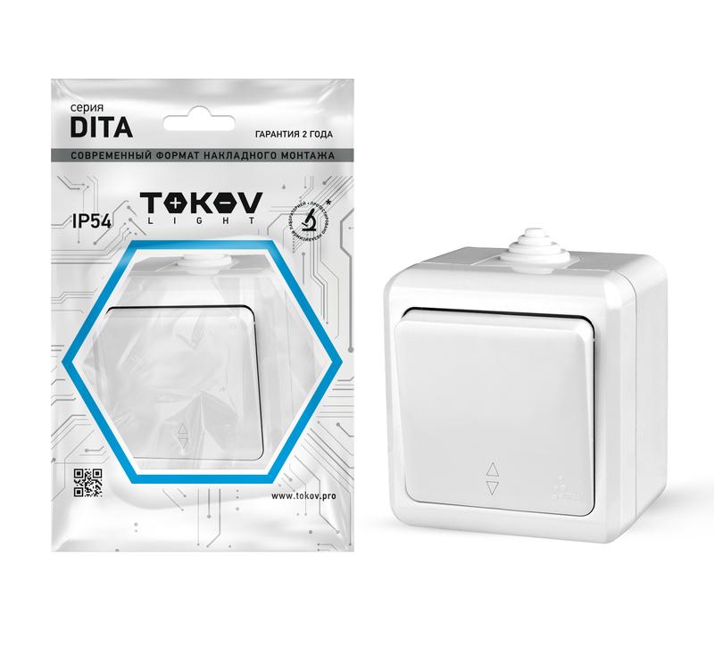 

Переключатель Tokov Electric Dita, 1кл., открытый монтаж, в сборе, белый (TKL-DT-P1-C01-IP54)