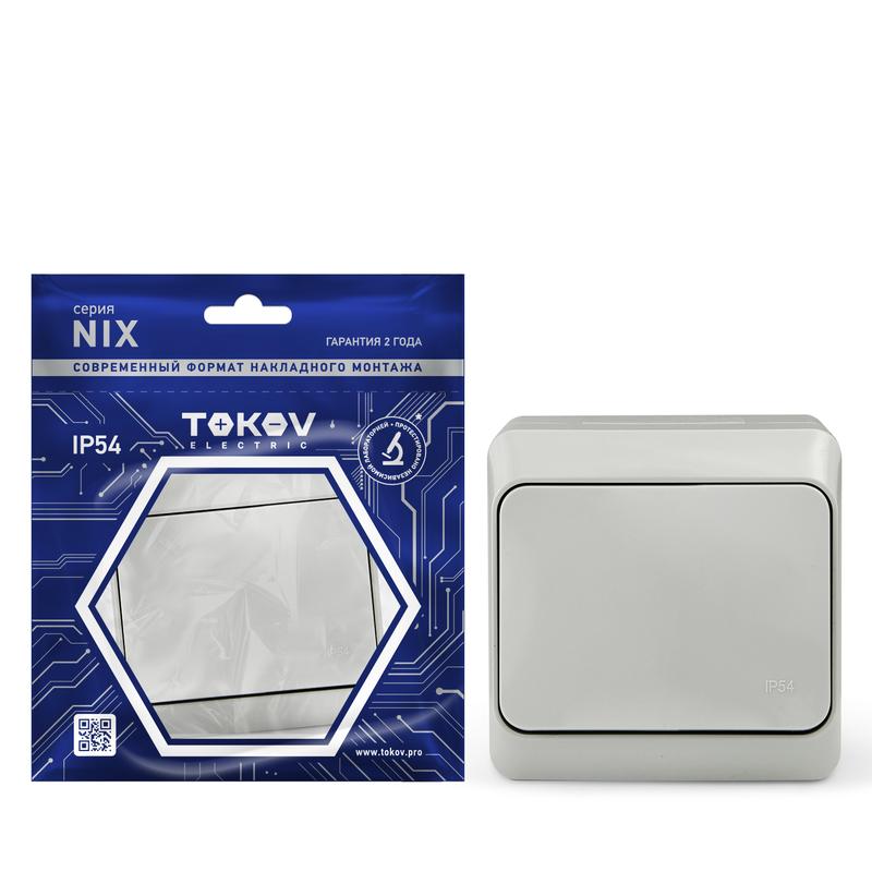 Переключатель Tokov Electric Nix, 1кл., открытый монтаж, в сборе, серый (TKE-NX-P1-C06-IP54)