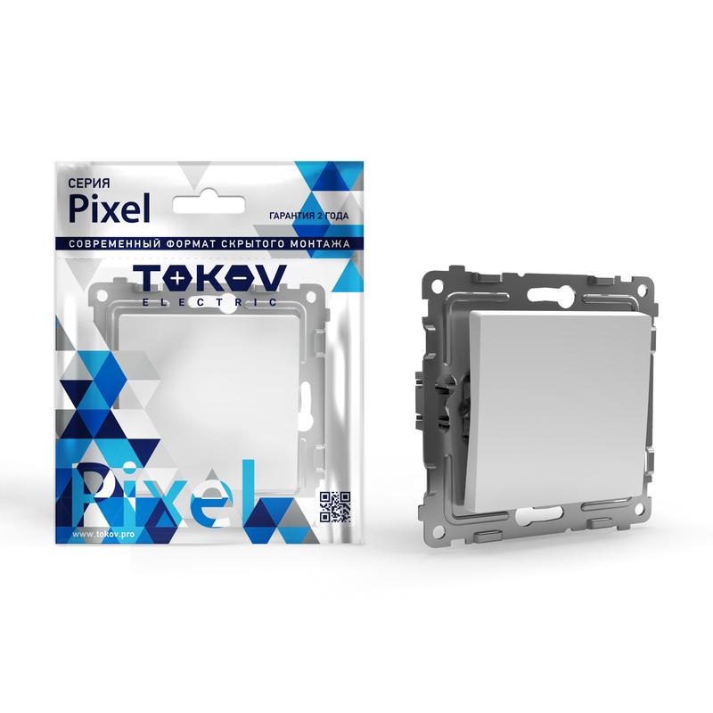 Переключатель Tokov Electric Pixel, 1кл., скрытый монтаж, механизм с накладкой без рамки, белый (TKE-PX-P1-C01)
