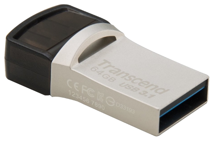 

Флешка 64Gb USB 3.1/USB Type-C Transcend JetFlash 890S, черный/серый (TS64GJF890S), 890S