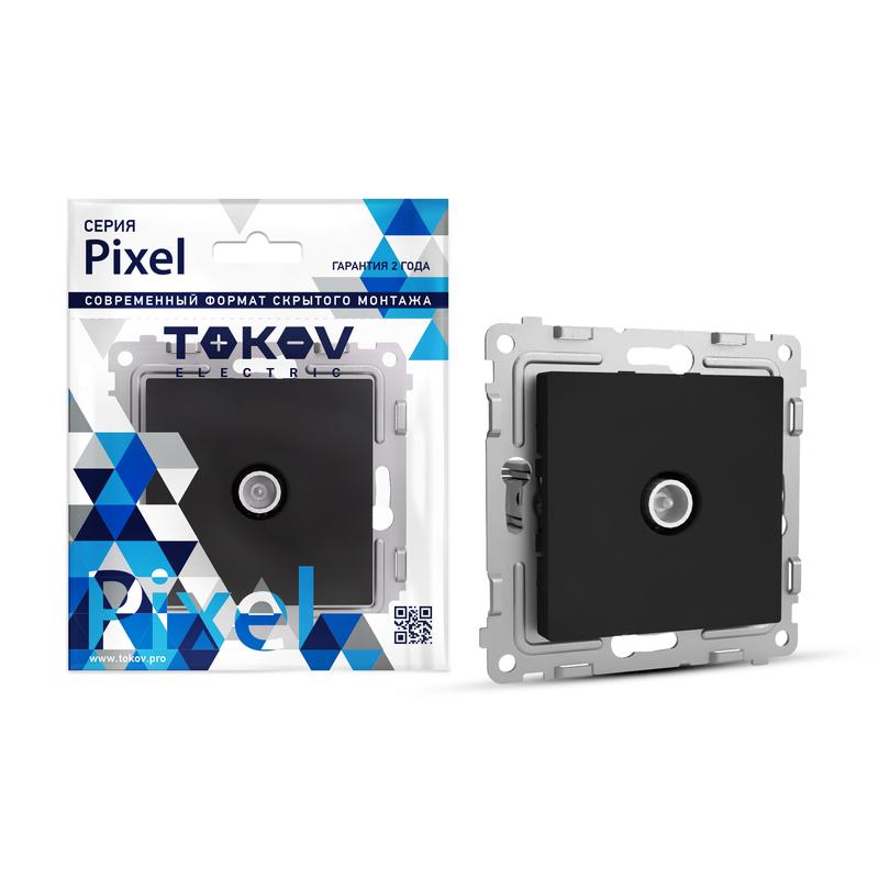Розетка TV TOKOV ELECTRIC Pixel, карбон, проходная ( TKE-PX-A1P-C14) - фото 1