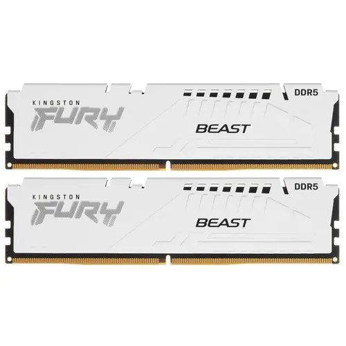 Комплект памяти DDR5 DIMM 32Gb (2x16Gb), 5200MHz, CL40, 1.25V, Kingston, FURY Beast White (KF552C40BWK2-32) Retail