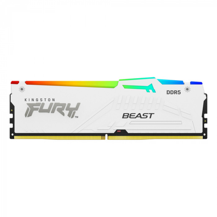 Память DDR5 DIMM 32Gb, 5200MHz, CL40, 1.25V, Kingston, FURY Beast White RGB (KF552C40BWA-32) Retail