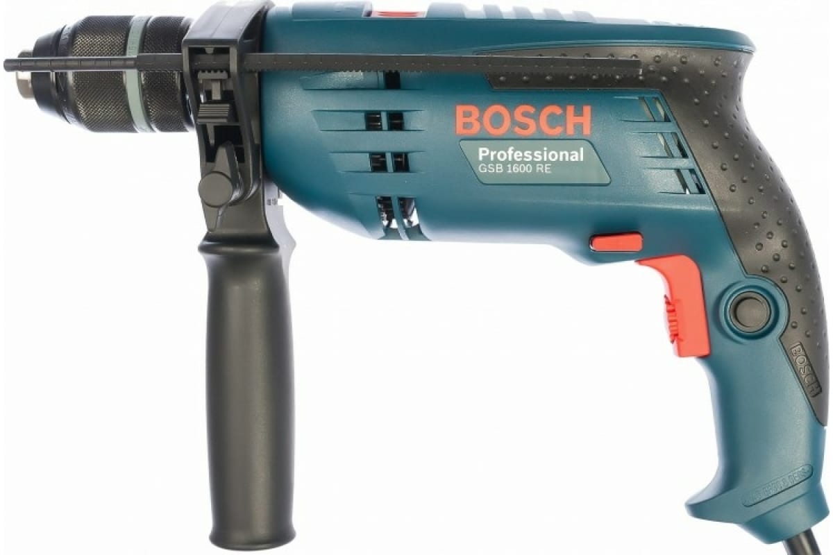 Дрель BOSCH GSB 1600 RE, сетевая, 701 Вт, 3000 об/мин, ударная, быстрозажимной патрон, 1.9 кг (0601228200)