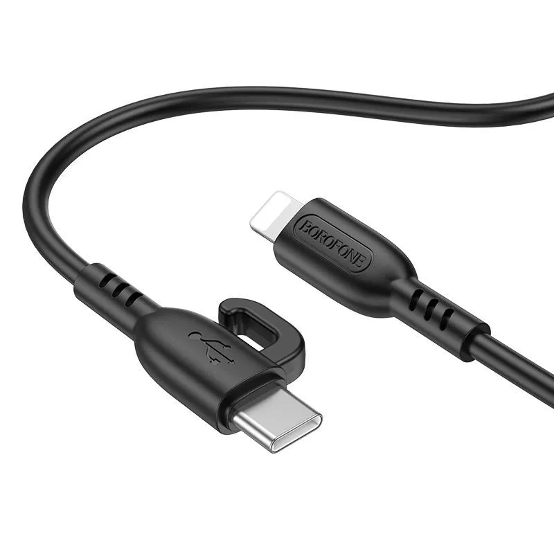 

Кабель USB Type-C-Lightning 8-pin, быстрая зарядка, 3А, 20 Вт, 1 м, черный, Borofone Symbol BX91 (6974443389869), BX91