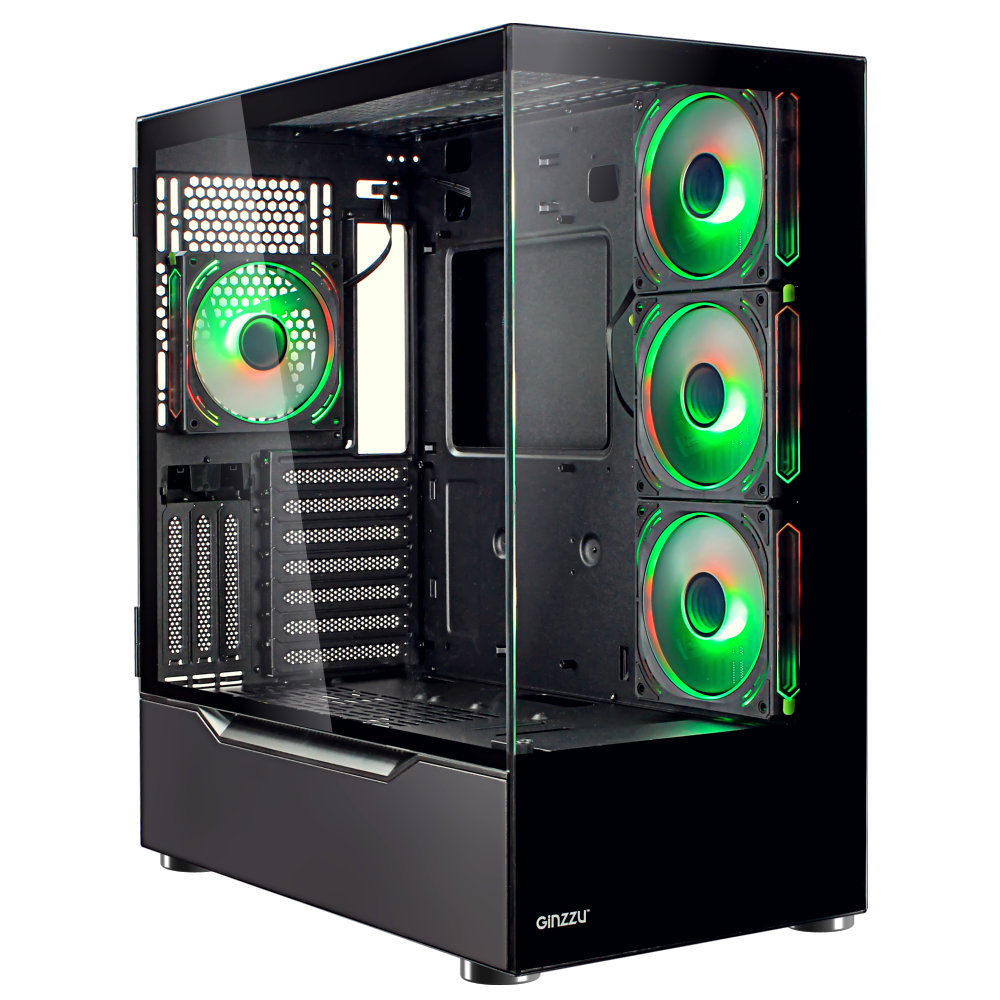 

Корпус Ginzzu GL750, EATX, Midi-Tower, USB 3.0, RGB подсветка, черный, без БП, GL750