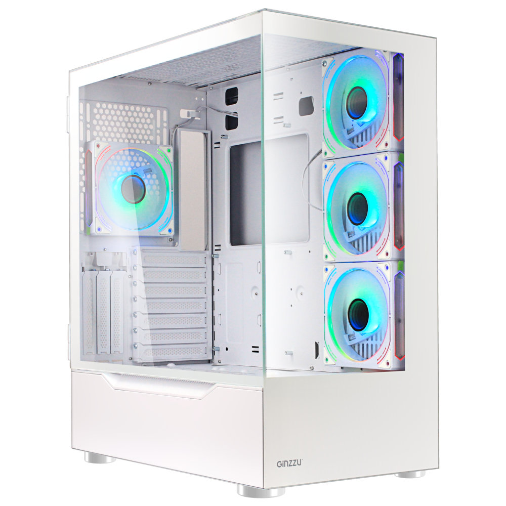 Корпус Ginzzu GL790, Midi-Tower, без БП, белый