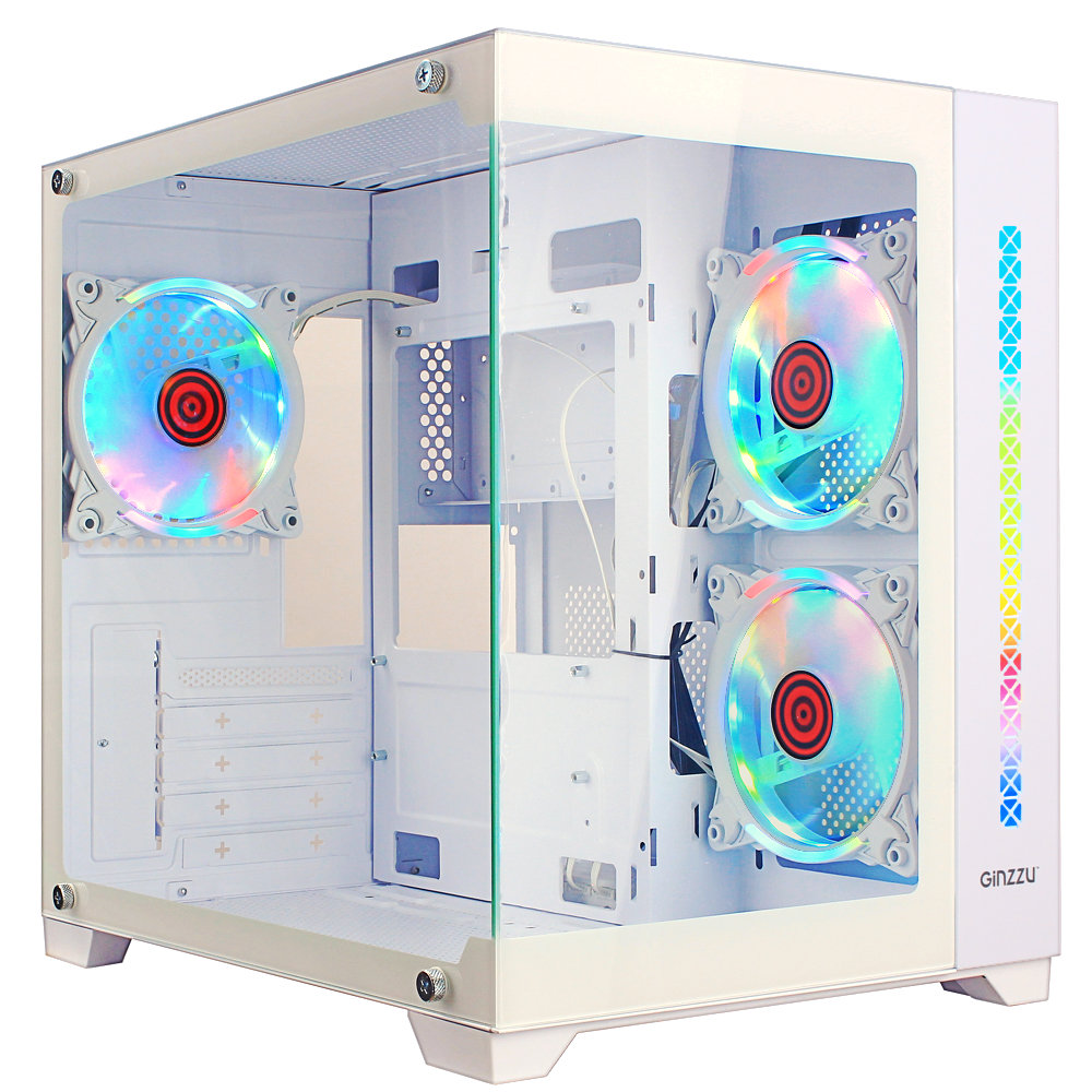 

Корпус Ginzzu V490, mATX, Midi-Tower, USB 3.0, RGB подсветка, белый, без БП, V490