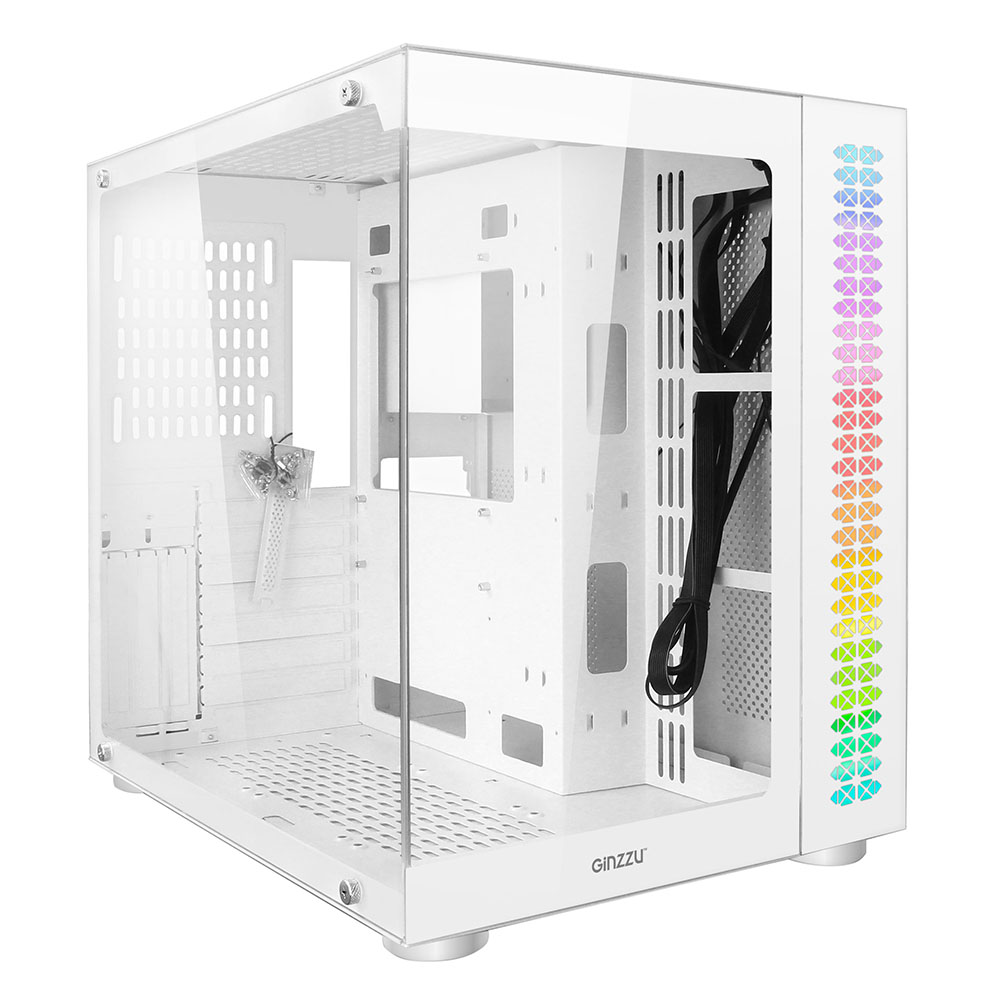 Корпус Ginzzu V580, ATX, Midi-Tower, USB 3.0, RGB подсветка, белый, без БП - фото 1