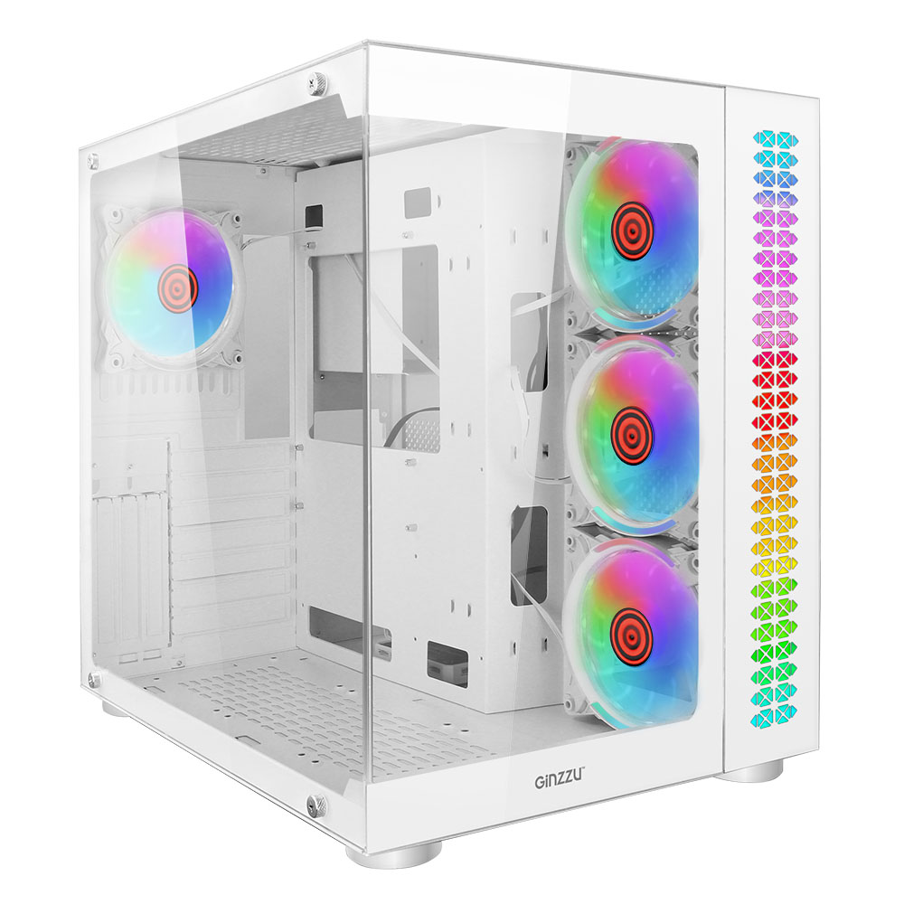

Корпус Ginzzu V590, ATX, Midi-Tower, USB 3.0, RGB подсветка, белый, без БП, V590