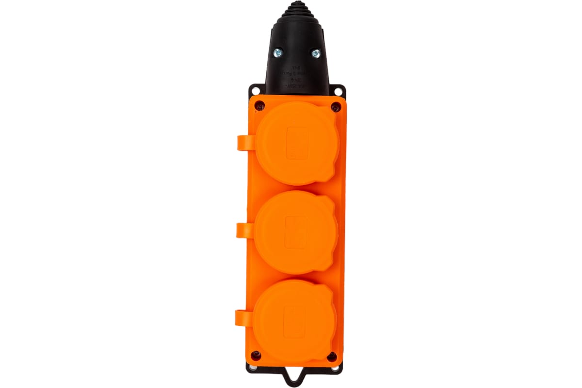 Колодка удлинителя UNIVersal 3-розетки, 16А, с/з, защитные крышки, черный/оранжевый (3034)