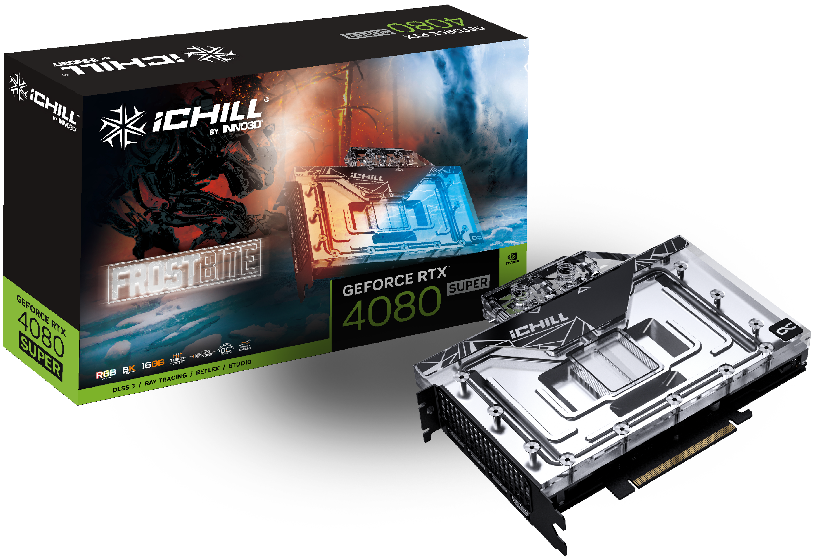 

Видеокарта Inno3D NVIDIA GeForce RTX 4080 Super iCHILL FROSTBITE, 16Gb DDR6X, 256 бит, PCI-E, HDMI, 3DP, Retail (C408S-166XX-1870FB), iCHILL FROSTBITE