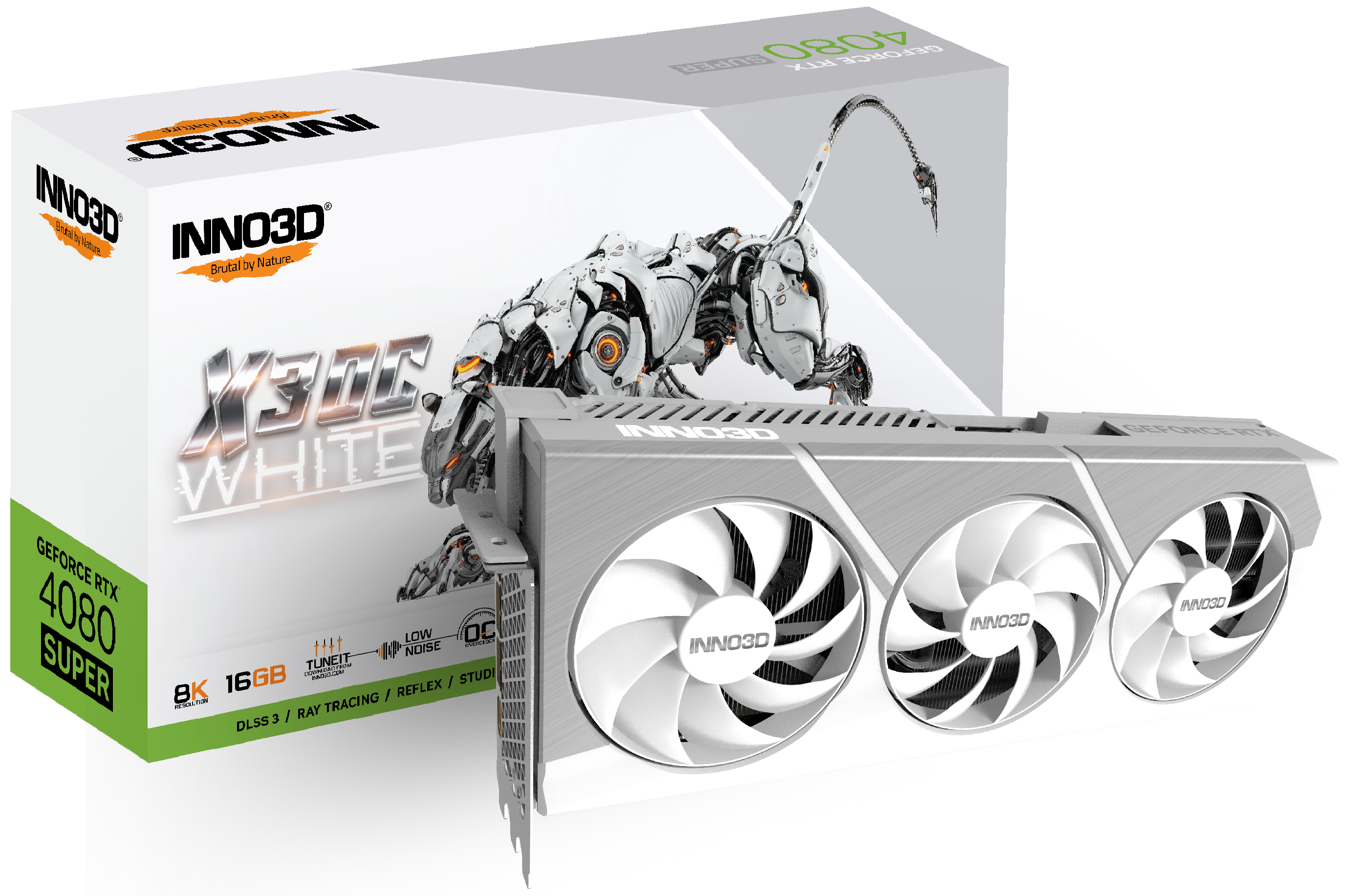 Видеокарта Inno3D NVIDIA GeForce RTX 4080 Super X3 OC WHITE, 16Gb DDR6X, 256 бит, PCI-E, HDMI, 3DP, Retail (N408S3-166XX-18703259)
