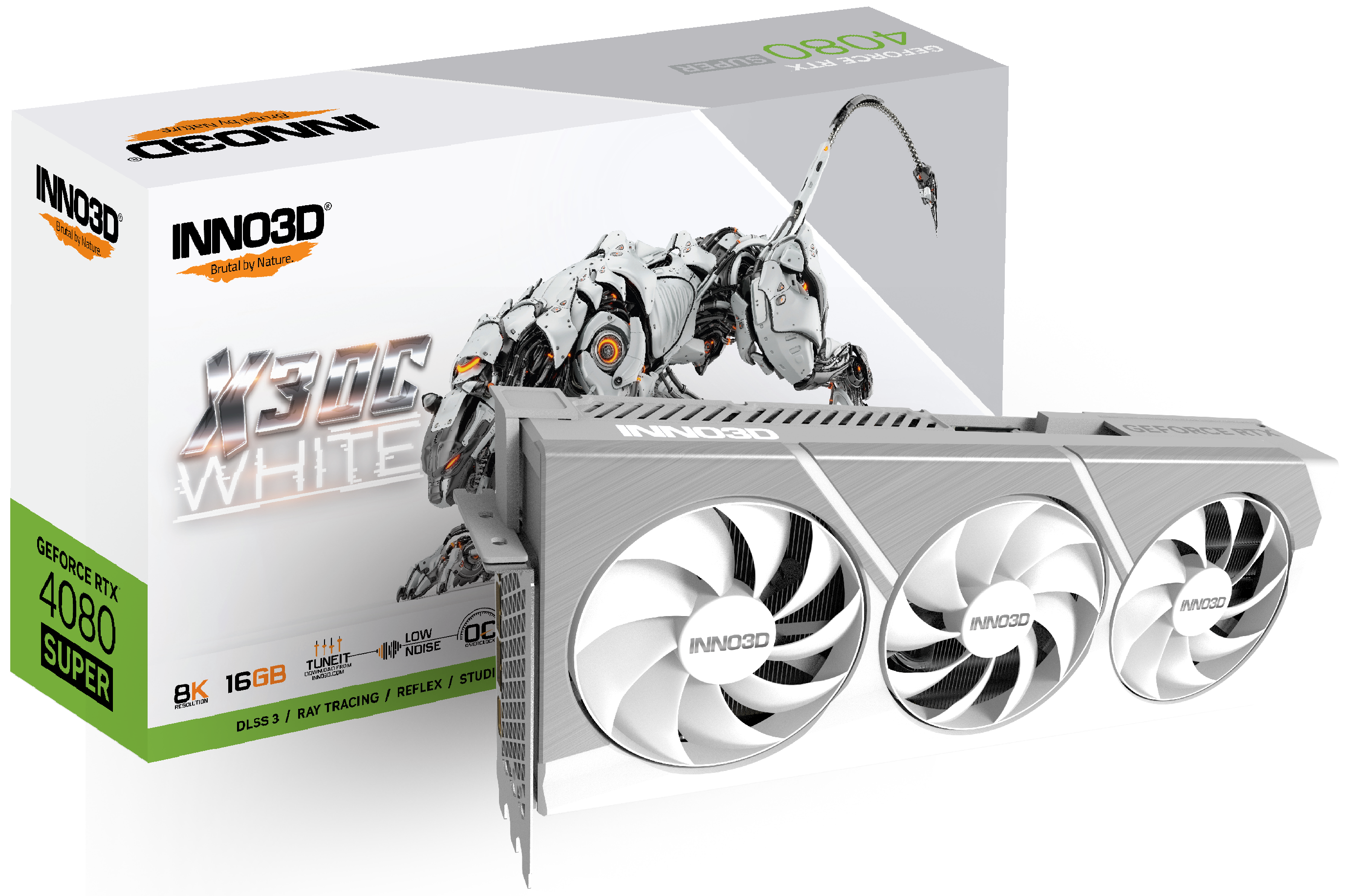 

Видеокарта Inno3D NVIDIA GeForce RTX 4080 Super X3 OC WHITE, 16Gb DDR6X, 256 бит, PCI-E, HDMI, 3DP, Retail (N408S3-166XX-18703259), X3 OC WHITE