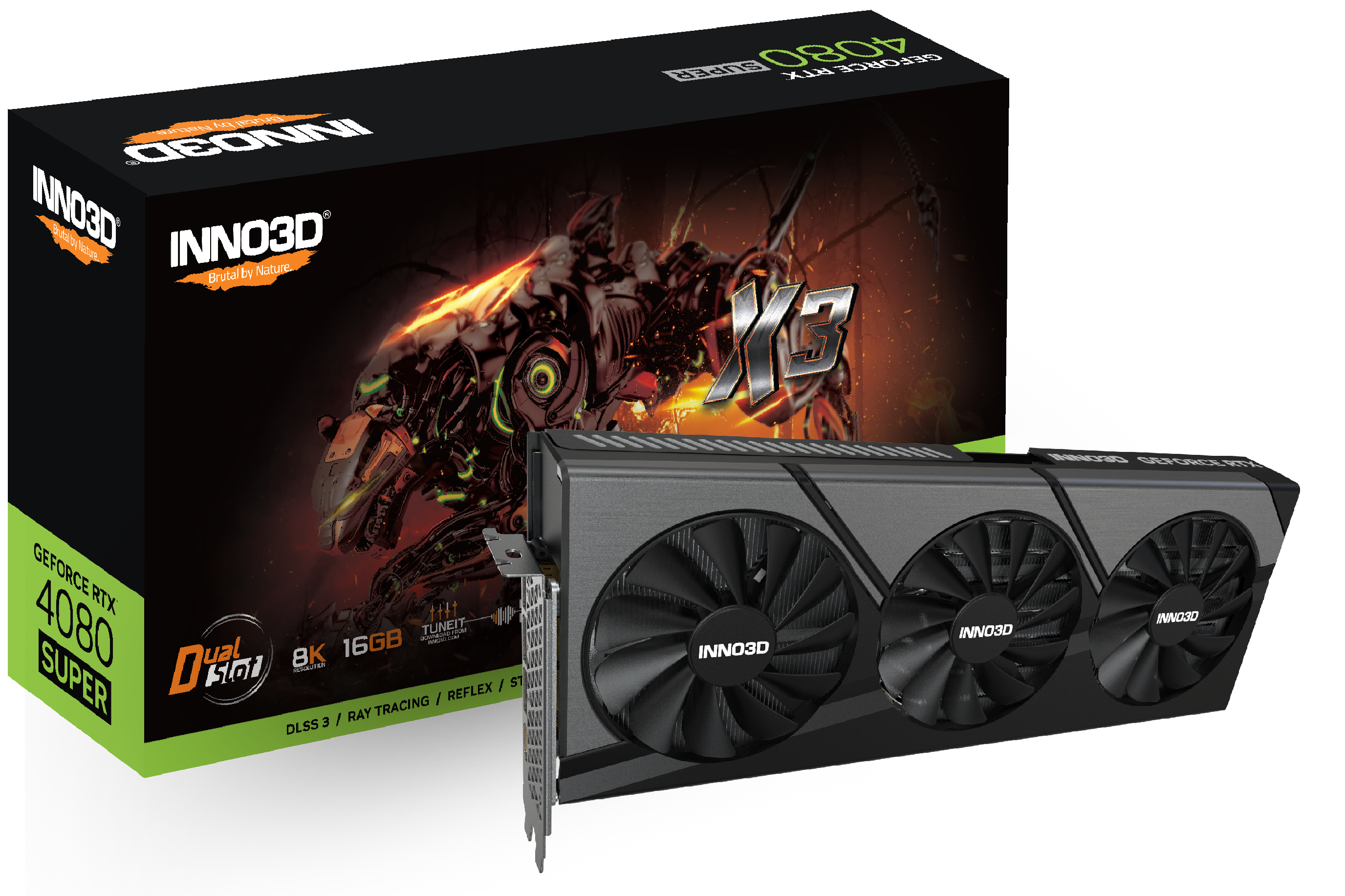 Видеокарта Inno3D NVIDIA GeForce RTX 4080 Super X3, 16Gb DDR6X, 256 бит, PCI-E, HDMI, 3DP, Retail (N408S3-166X-18703552)