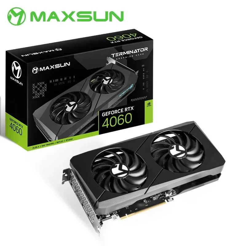 

Видеокарта Maxsun NVIDIA GeForce RTX 4060 TERMINATOR, 8Gb DDR6, 128 бит, PCI-E, HDMI, 3DP, Retail (MS-RTX4060 TERMINATOR B 8G S0), TERMINATOR