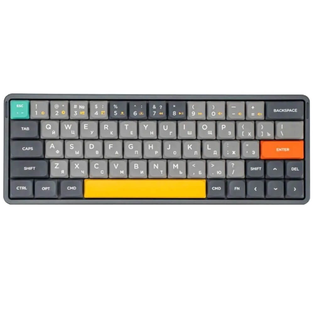 

Клавиатура проводное/беспроводное Nuphy AIR60 , механическая, Gateron Blue, подсветка, Bluetooth/Радиоканал/USB, серый (AIR60-TW2-F ), AIR60