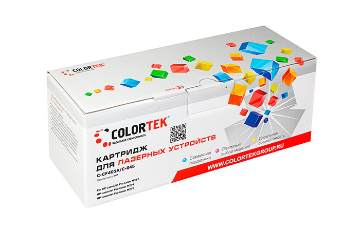 

Картридж лазерный Colortek CT-CF401A/C-045 (№201A/045C/CF401A/1241C002), голубой, 1500 страниц, совместимый для M274/LaserJet Pro Color M252/M277