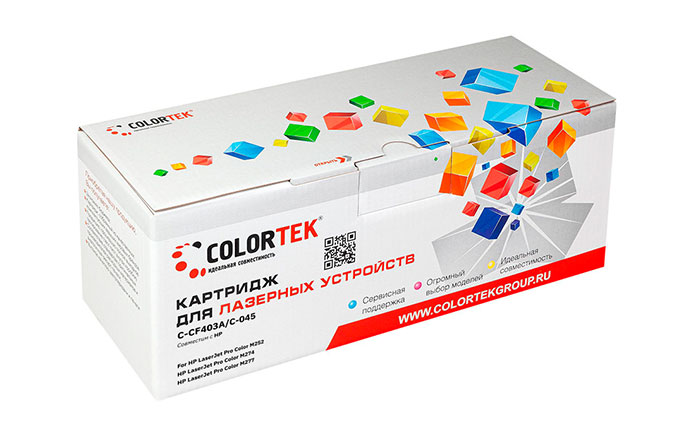 

Картридж лазерный Colortek CT-CF403A/C-045 (№201A/045M/CF403A/1240C002), пурпурный, 1500 страниц, совместимый для M274/LaserJet Pro Color M252/M277