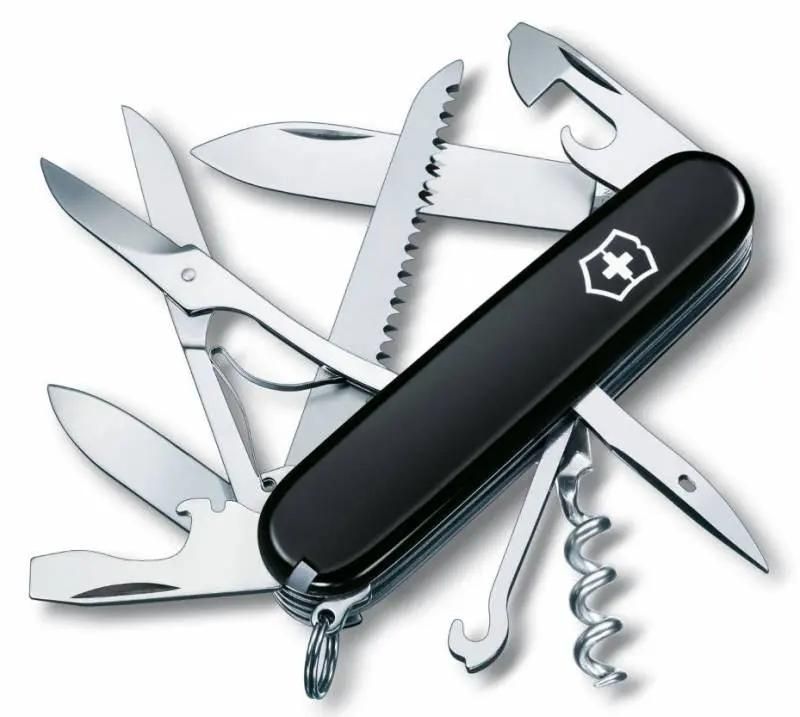 Нож перочинный 15 в 1, черный, VICTORINOX Huntsman (1.3713.3)