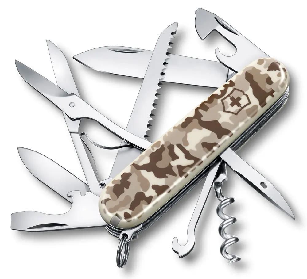 Нож перочинный 15 в 1, камуфляж пустыни, VICTORINOX Huntsman (1.3713.941)