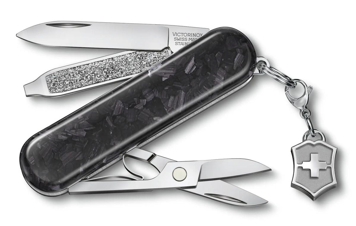 Нож перочинный 5 в 1, черный/серебристый, VICTORINOX Classic Brilliant (0.6221.90)