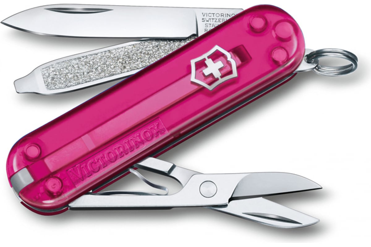 Нож перочинный 7 в 1, розовый, VICTORINOX Classic (0.6223.T5G)