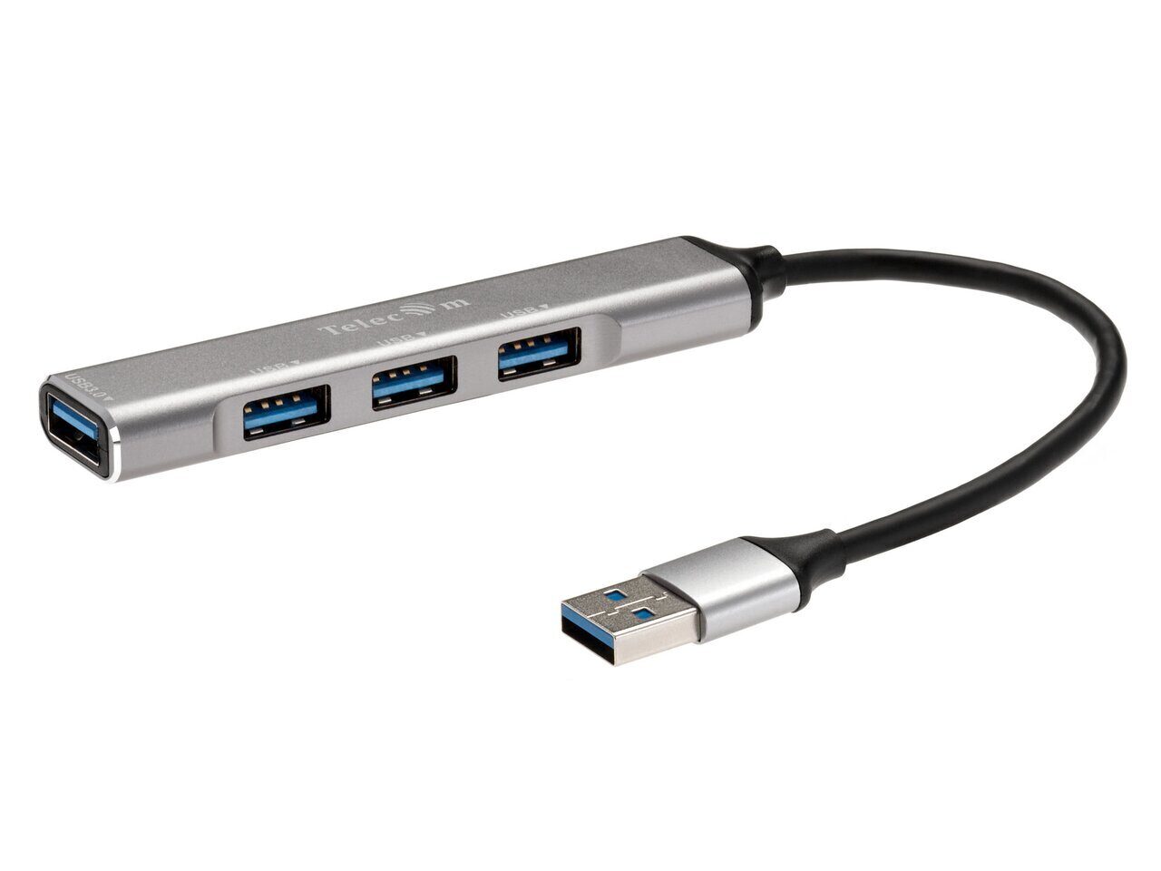 USB-концентратор Telecom TA308U, 3xUSB 2.0, 1xUSB 3.0, серебристый (TA308U)