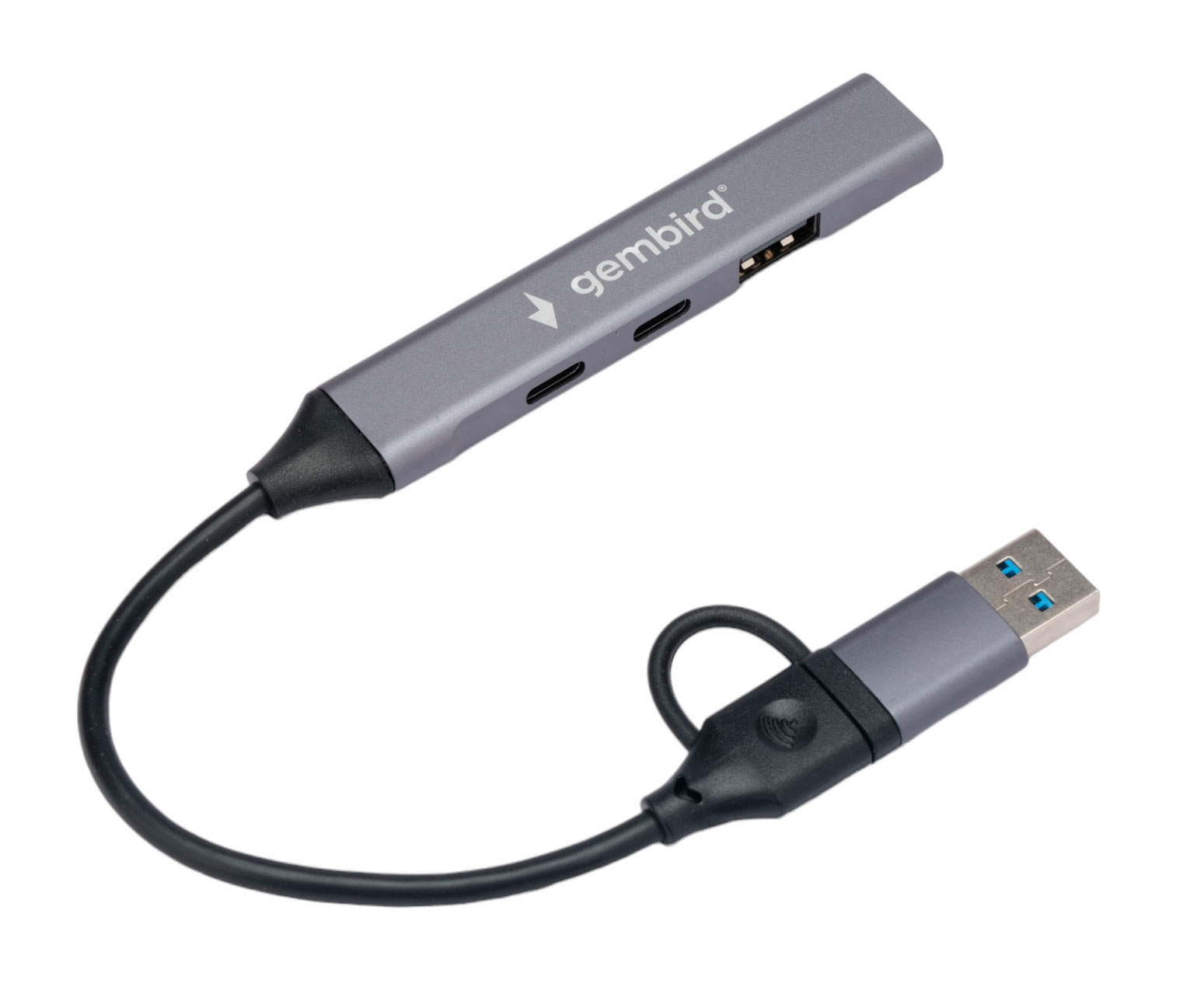 USB-концентратор Gembird UHB-C444, 1xUSB 2.0, 1xUSB 3.0, 2xUSB-C, серебристый (UHB-C444) - фото 1