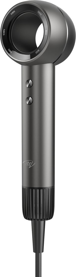 Фен Itel IHD-73 1.3 кВт, режимов: 4, насадок: 1, ионизация, серый (IHD-73)