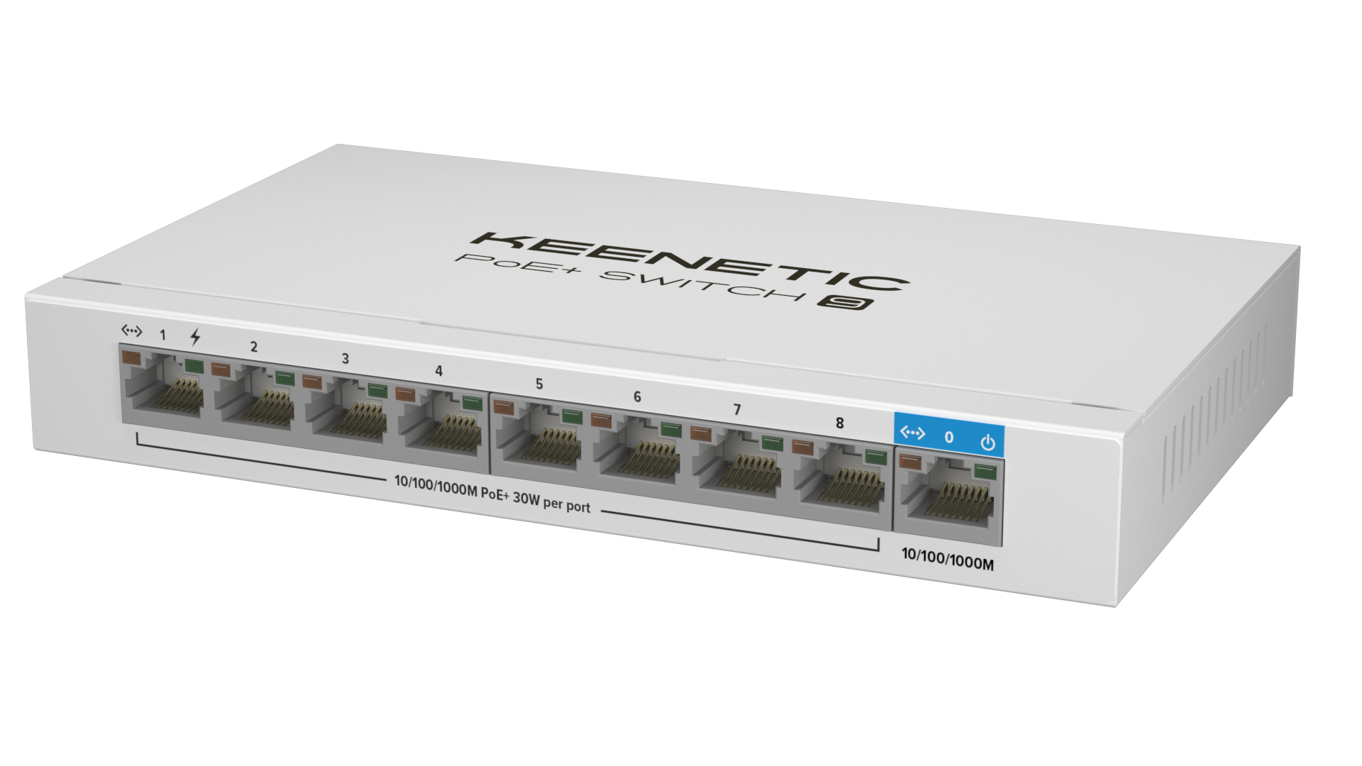 Коммутатор Keenetic PoE+ Switch 9, кол-во портов: 8x1 Гбит/с, кол-во SFP/uplink: RJ-45 1x1 Гбит/с, PoE: 8x30 Вт (макс. 120 Вт) (KN-4710) PoE+ Switch 9 - фото 1