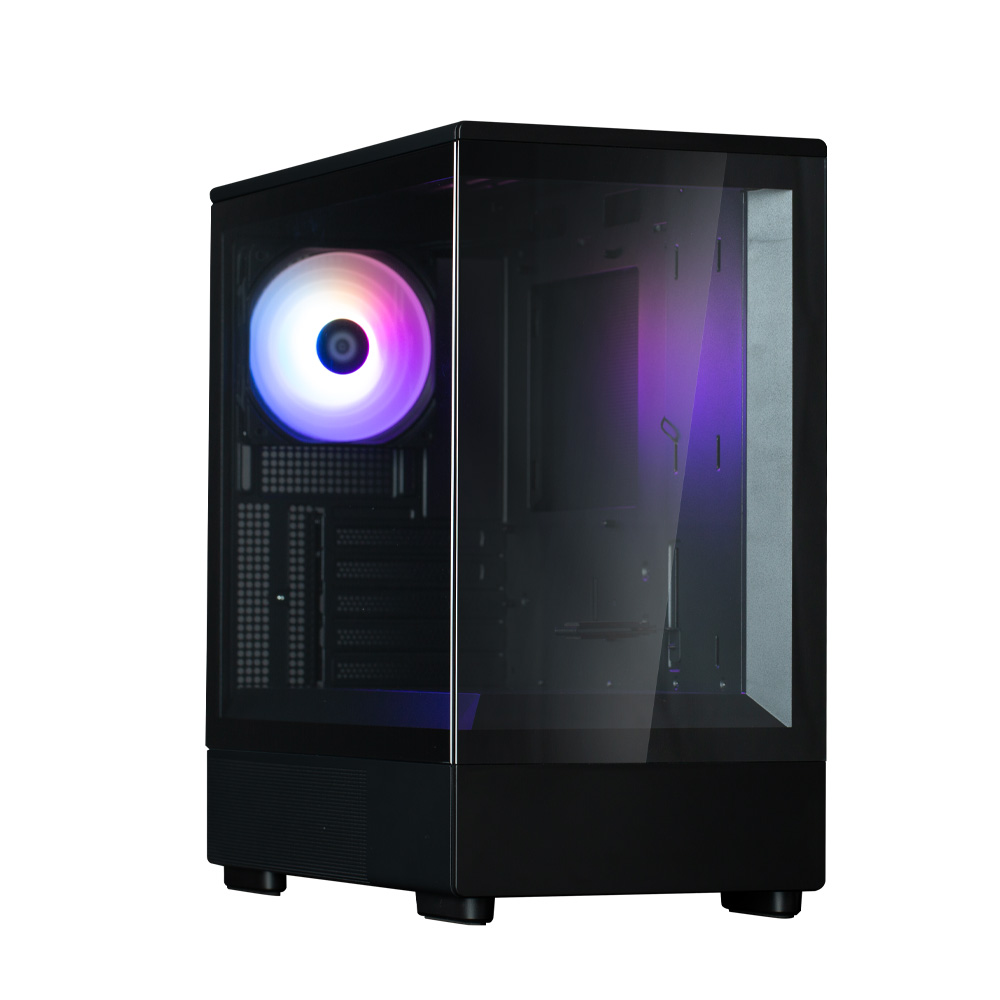 Корпус Zalman P10, mATX, Mini-Tower, USB 3.0, USB Type-C, RGB подсветка, черный, без БП (P10 Black)