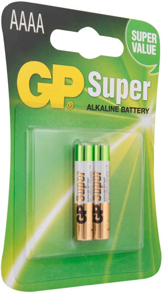 

Батарея GP Super Alkaline, AAAA, 1.5V, 2 шт. (2957_)