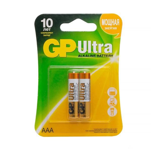 

Батарея GP Ultra Alkaline, AAA (LR03/24А), 1.5V, 2 шт. (2919_)