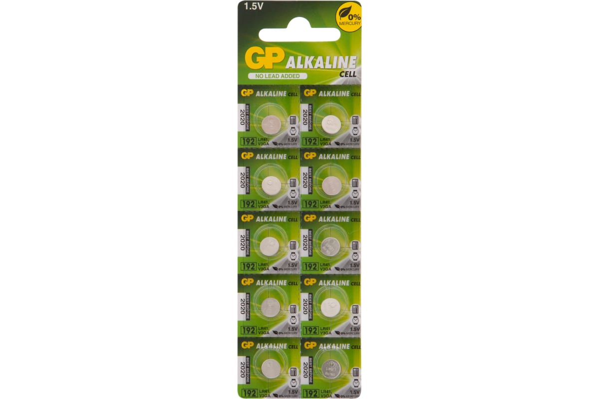 

Батарея GP AG3/LR736/LR41/392A/192, 1.5V, 10 шт. (2841_)